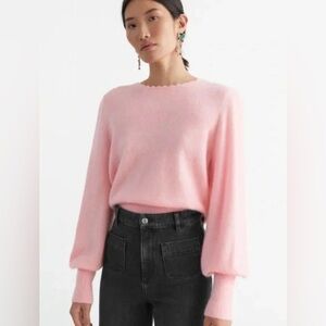 & Other Stories Bobble Neck Coquette Puff Sleeve Crop Wool Alpaca Sweater XS